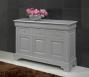 Petit Buffet 3 portes 6 tiroirs réalisé en Merisier Massif de style Louis Philippe Finition Gris patiné et usé BUFFET Petit Buffet 3 portes 6 tiroirs réalisé en Merisier Massif de style Louis Philippe Finition Gris patiné et usé BUFFET
