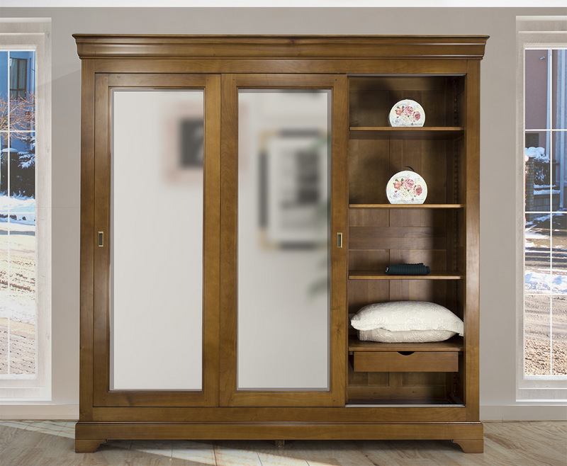 Armoire 3 portes Christine en Merisier Massif de style Louis Philippe
