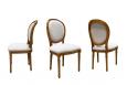 Lot de 4 Chaises Emeline réalisée en Merisier Massif de style Louis XVI Tissu Gris Clair CHAISES Lot de 4 Chaises Emeline réalisée en Merisier Massif de style Louis XVI Tissu Gris Clair CHAISES